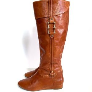 ELAINE TURNER Brown Leather Riding Boots